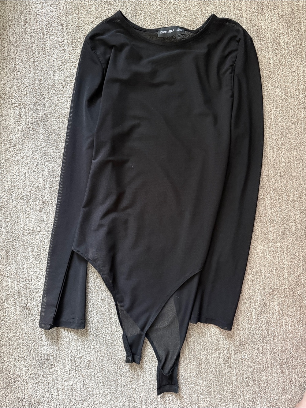 Disturbia Black Mesh Long-Sleeve Bodysuit